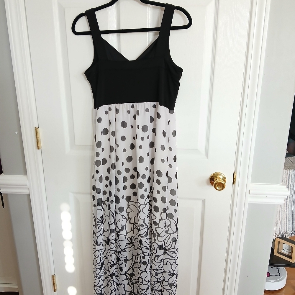 Cato Black And White Polka Dot Tank Maxi Sun Dress Babydoll Y2k Size 8 - Picture 6 of 9